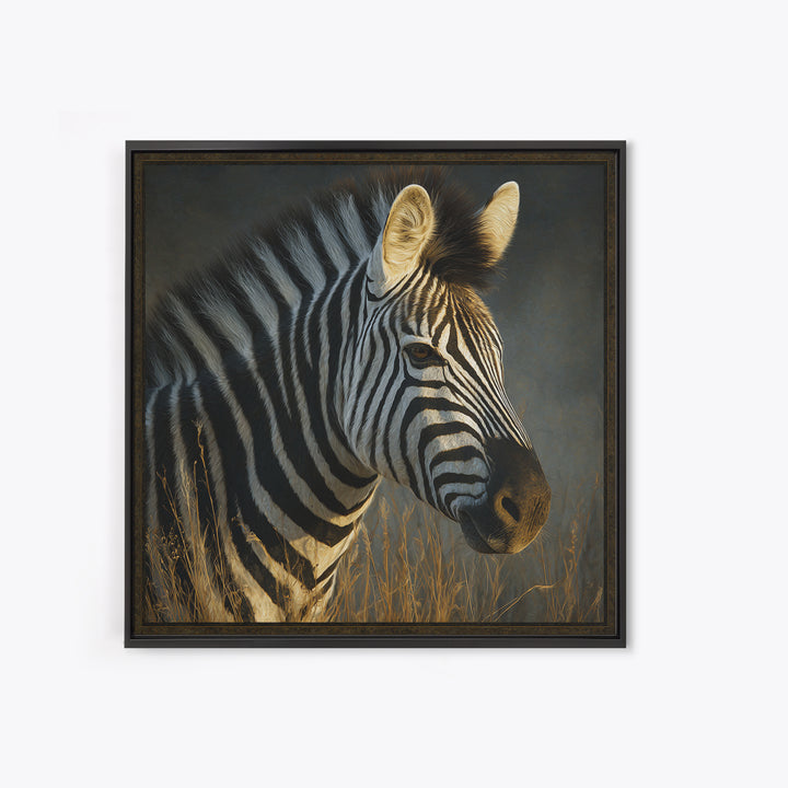 Zebra Portrait with Bold Graphic Stripe Pattern Canvas Print, Animal Art, Nursery Art, Living Room Decor, Fine Art, Creature, ANI-1x1-17