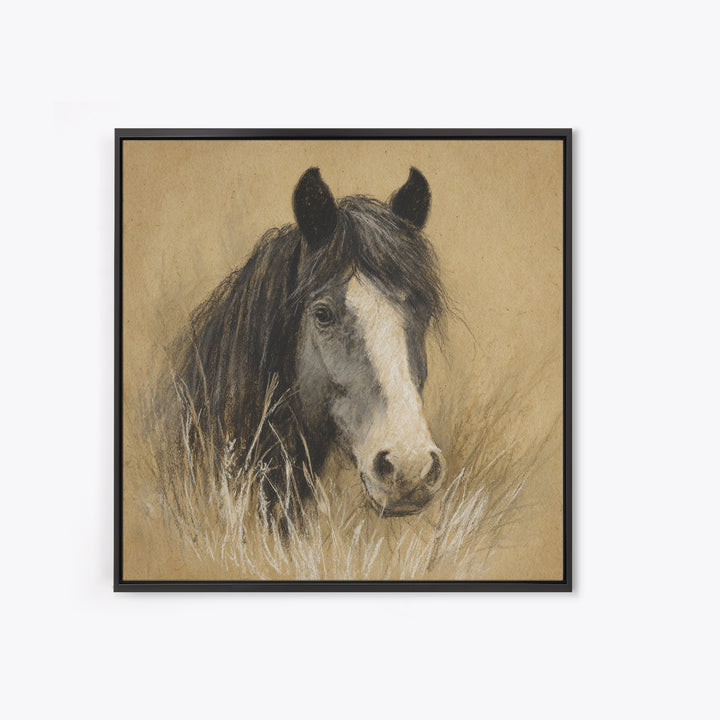 Majestic Horse Head Framed Canvas Print, Animal Art, Nursery Wall Art, Living Room Decor, Fine Art, Creature, Trendy Wall Art, ANI-1x1-27