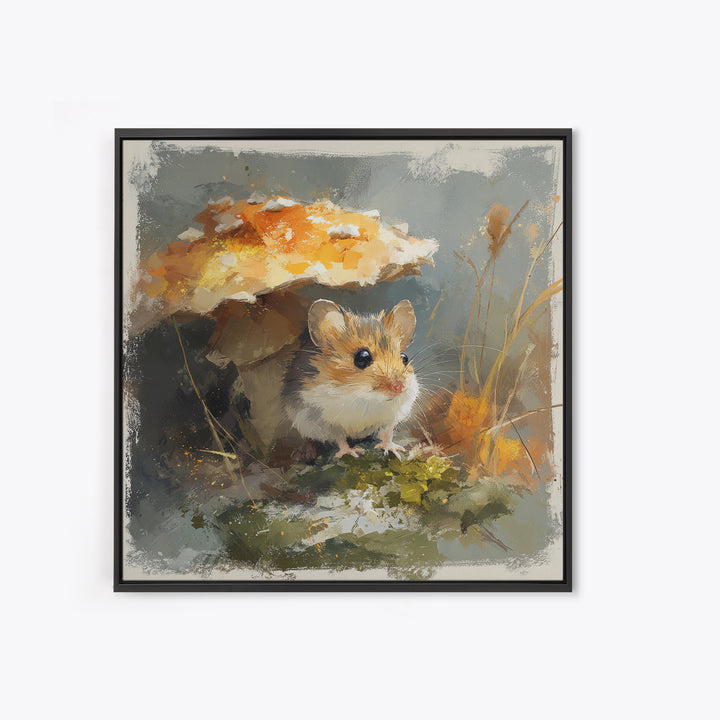 Tiny Field Mouse Framed Canvas Print, Animal Art, Cat Art, Living Room Decor, Watercolor Art, Creature, Art Print, ANI-1x1-34