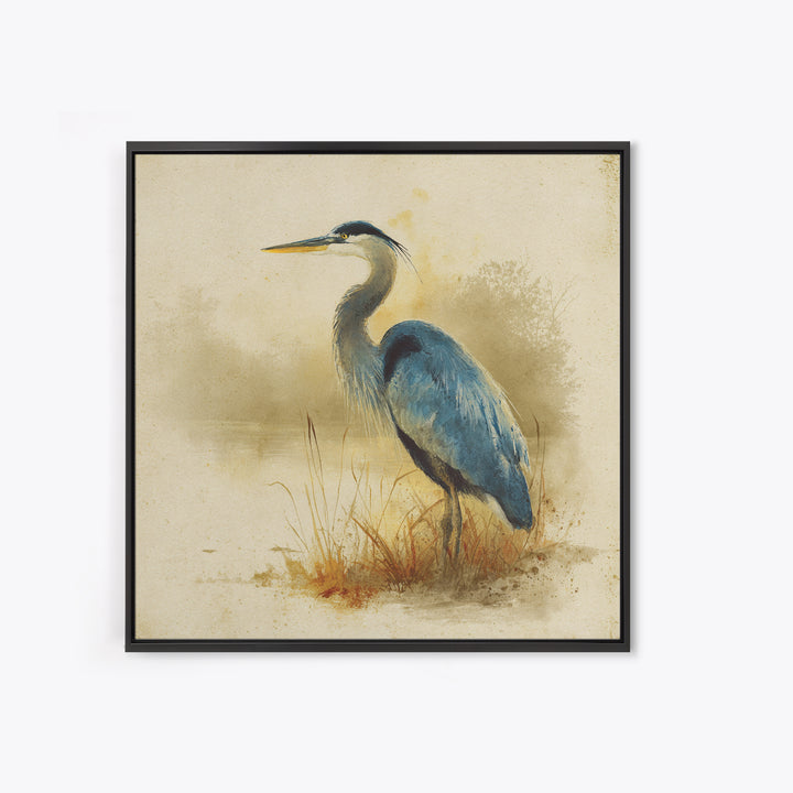 Blue Heron Standing Canvas Print, Animal Art, Printable Art, Living Room Decor, Fine Art, Creature, Downloadable Art, ANI-1x1-35