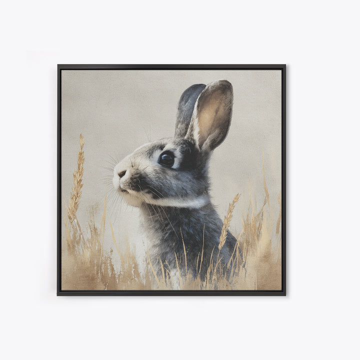 Curious Rabbit in a Soft Watercolor Meadow Canvas Print, Animal Art, Trendy Wall Art, Living Room Decor, Fine Art, Creature, ANI-1x1-5
