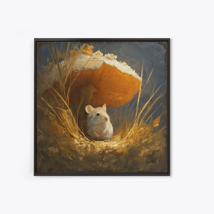 Tiny Field Mouse Framed Canvas Print, Animal Art, Cat Art, Living Room Decor, Watercolor Art, Creature, Art Print, ANI-1x1-58