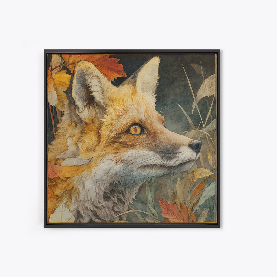Dignified Fox Portrait Framed Canvas Print, Animal Art, Art Print, Living Room Decor, Fine Art, Creature, Digital Art, ANI-1x1-73