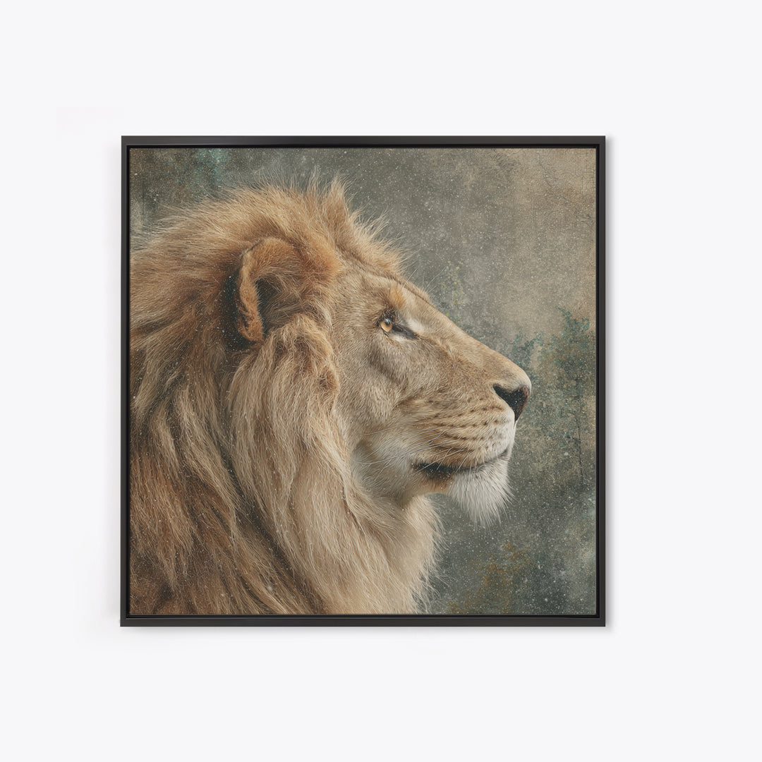 Regal Lion Profile Canvas Print, Animal Art, Textured Painting, Living Room Decor, Fine Art, Creature, Printable Wall Art, ANI-1x1-81
