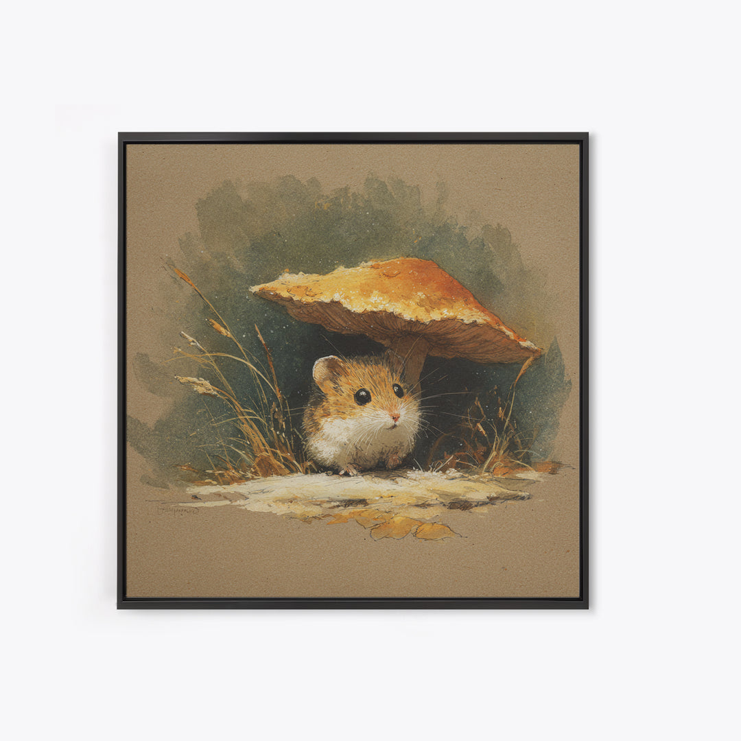 Tiny Field Mouse Canvas Print, Animal Art, Neutral Decor, Living Room Decor, Oil Painting, Creature, Wall Art, Home Decor, ANI-1x1-82