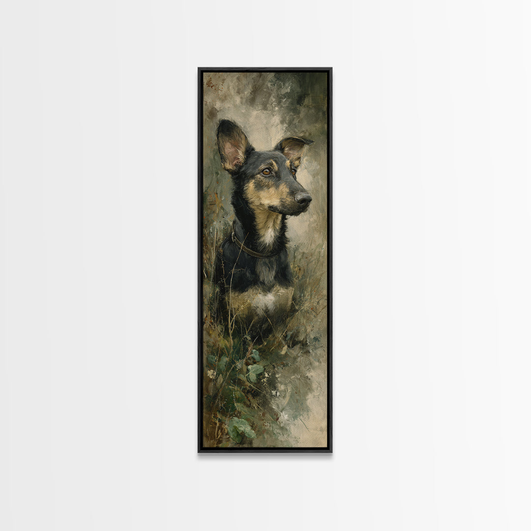 Dog Portrait with Painterly Collar and Loyal Canvas Print, Animal Art, Wall Decor, Living Room Decor, Oil Painting, Creature, ANI-1x3-25