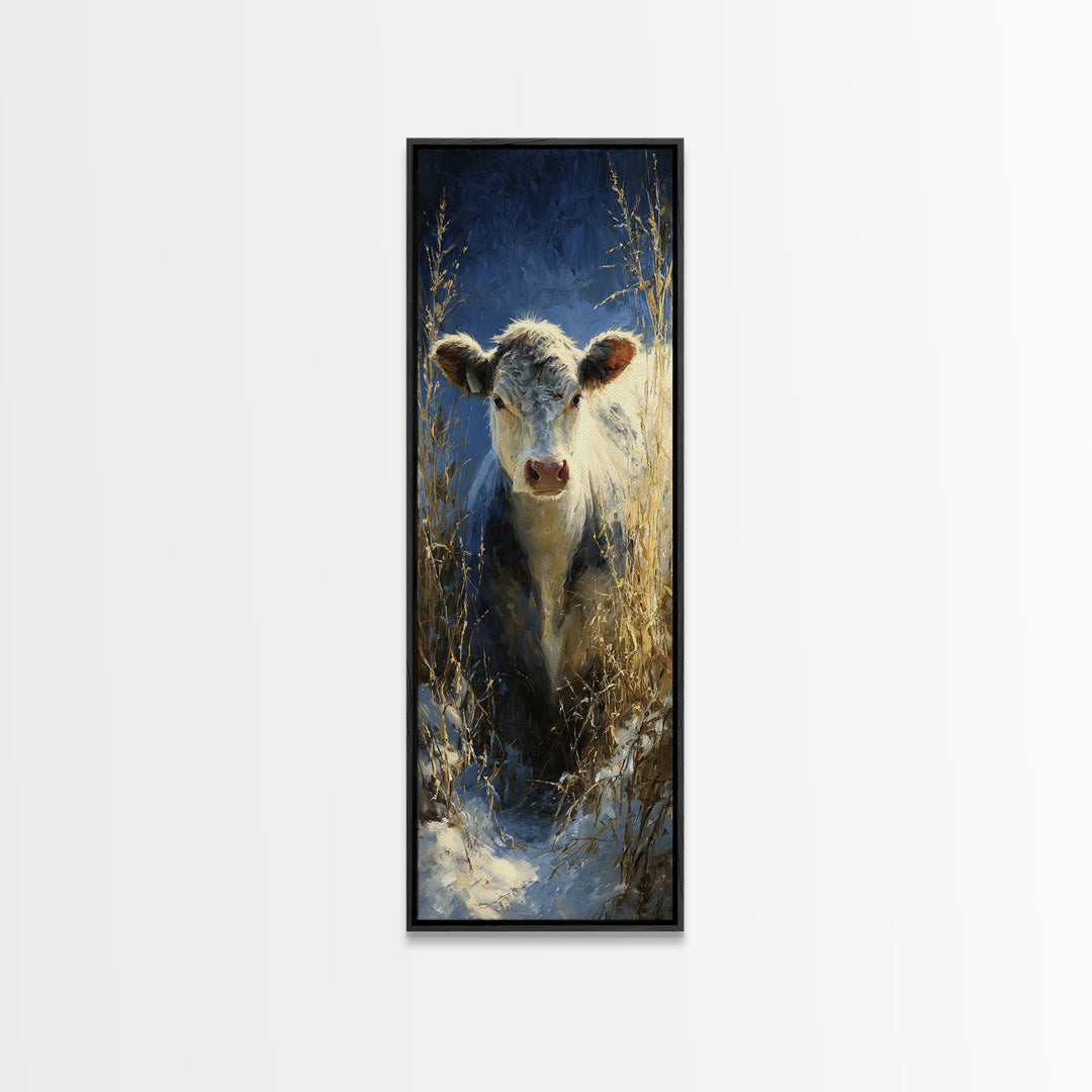 Gentle Cow Portrait Canvas Print, Animal Art, Printable, Living Room Decor, Fine Art, Creature, Nursery, Boho Wall Art, ANI-1x3-43