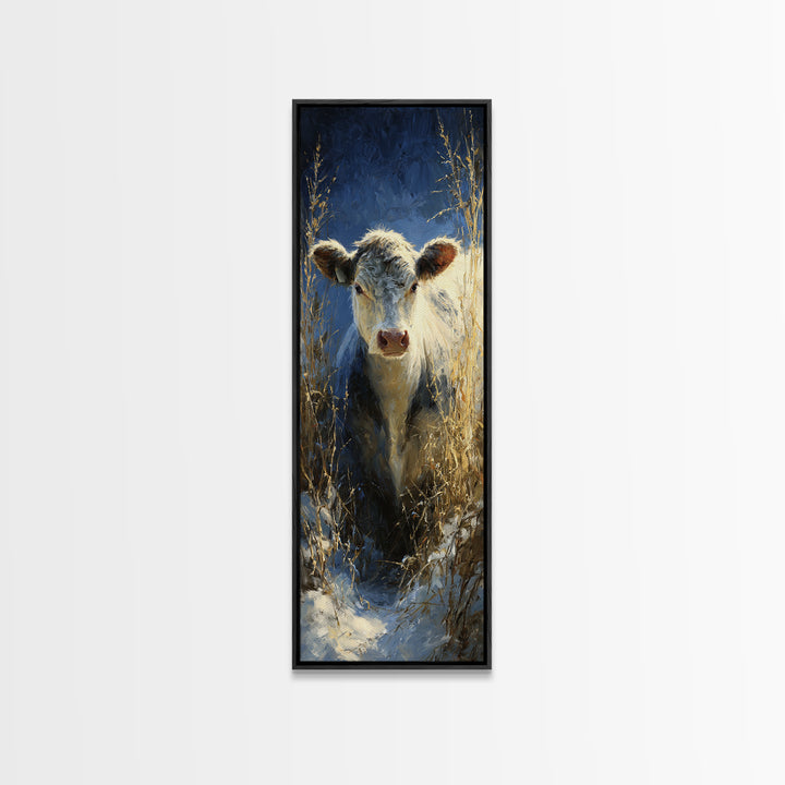 Gentle Cow Portrait Canvas Print, Animal Art, Printable, Living Room Decor, Fine Art, Creature, Nursery, Boho Wall Art, ANI-1x3-43
