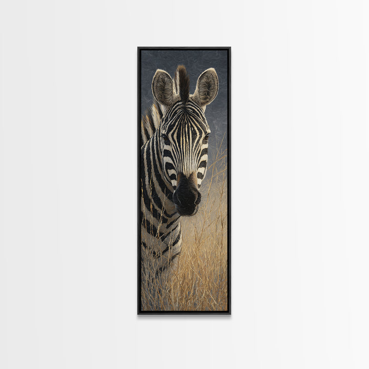 Zebra Portrait with Bold Graphic Stripe Pattern Canvas Print, Animal Art, Safari Nursery Decor, Living Room Decor, Creature, ANI-1x3-5