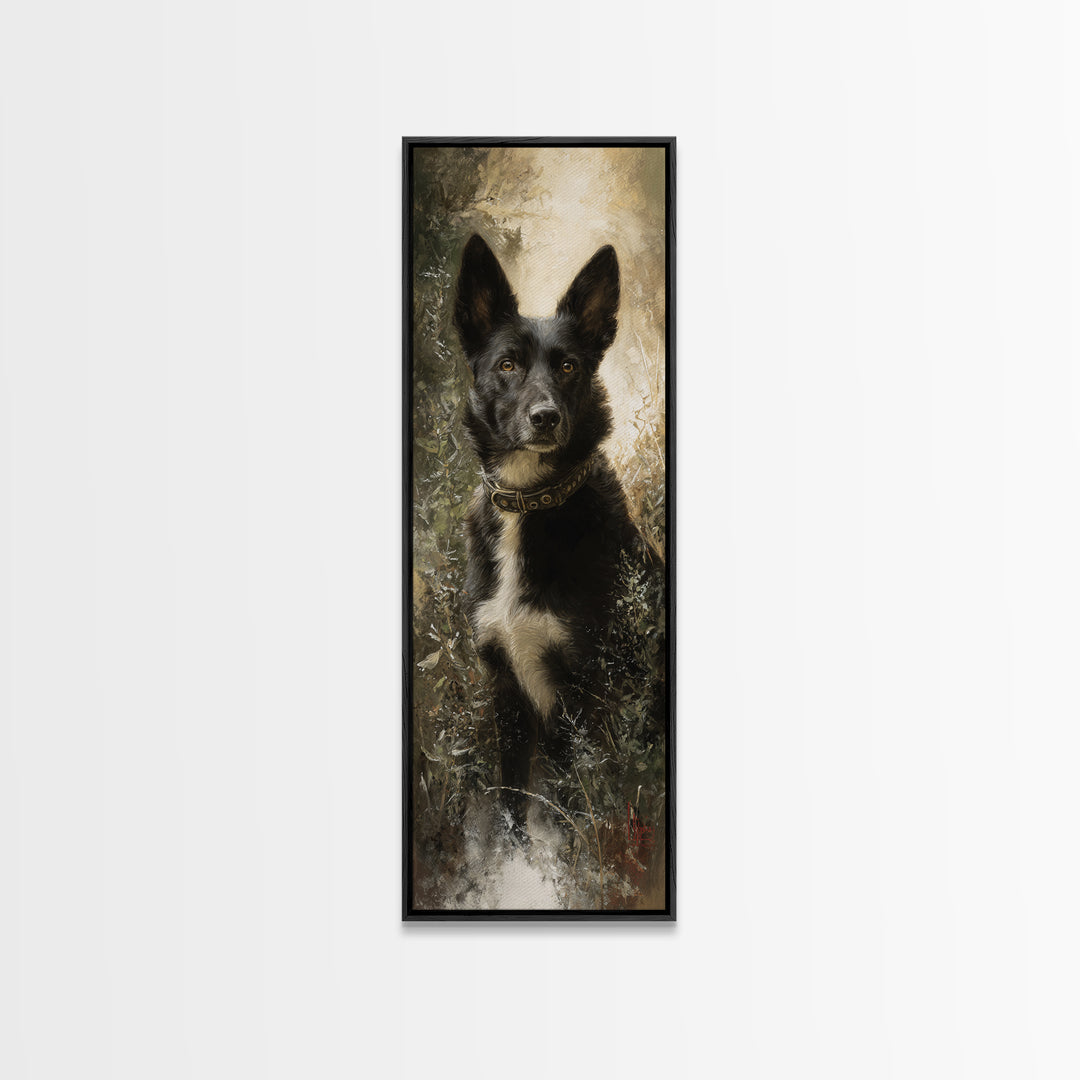 Dog Portrait with Painterly Collar and Loyal Canvas Print, Animal Art, Digital Prints, Living Room Decor, Fine Art, Creature, ANI-1x3-73