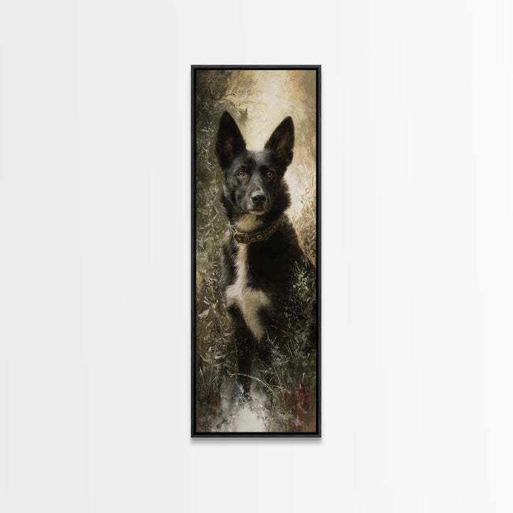 Dog Portrait with Painterly Collar and Loyal Canvas Print, Animal Art, Digital Prints, Living Room Decor, Fine Art, Creature, ANI-1x3-73