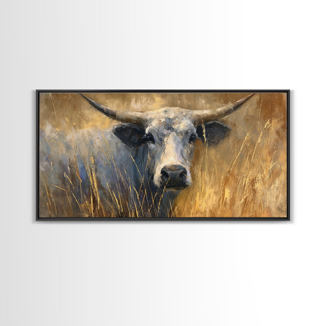 Gentle Cow Portrait Framed Canvas Print, Animal Art, Fine Art Print, Living Room Decor, Fine Art, Creature, Wall Decor, ANI-2x1-27