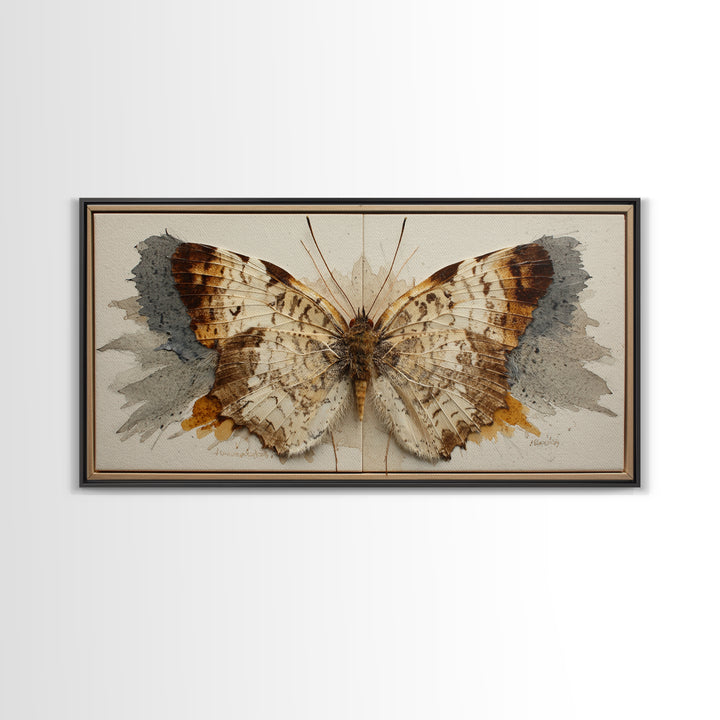 Butterfly Specimen Composition Framed Canvas Print, Animal Art, Digital Prints, Living Room Decor, Fine Art, Creature, ANI-2x1-43