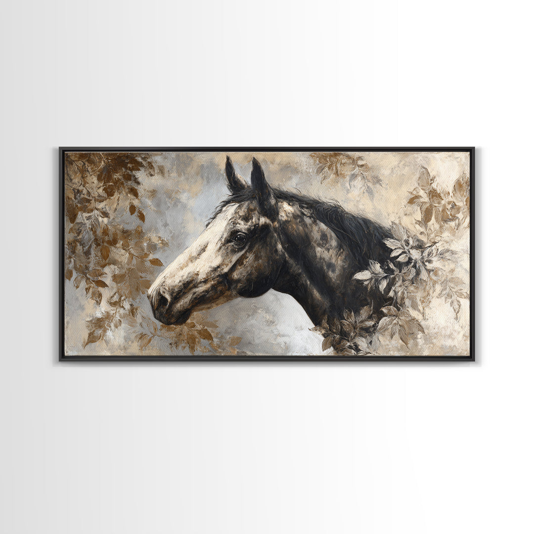 Majestic Horse Head Canvas Print, Animal Art, Digital Wall Art, Living Room Decor, Oil Painting, Creature, Modern Wall Art, ANI-2x1-47