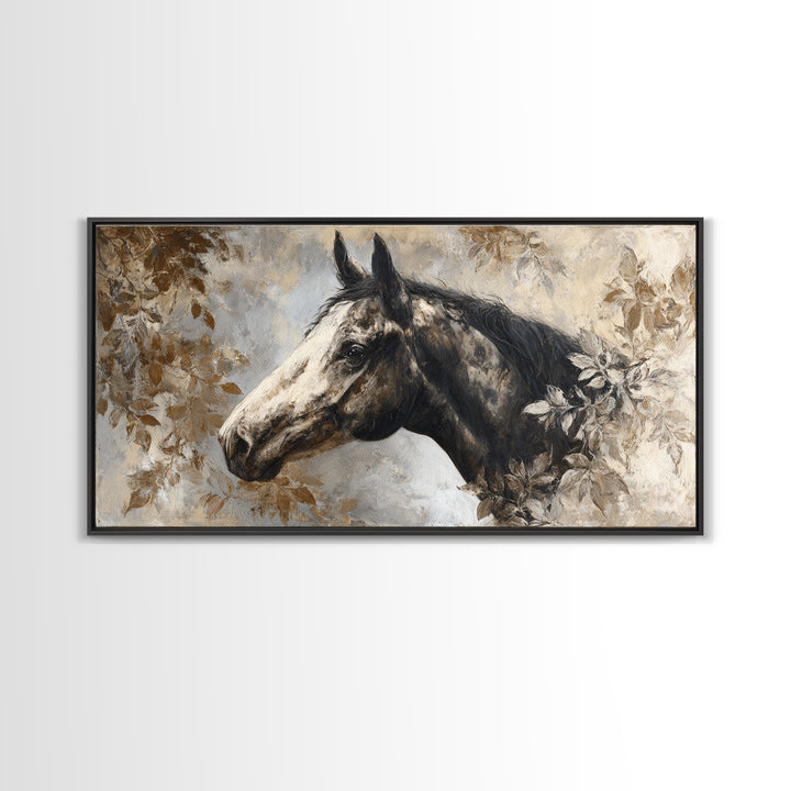 Majestic Horse Head Canvas Print, Animal Art, Digital Wall Art, Living Room Decor, Oil Painting, Creature, Modern Wall Art, ANI-2x1-47
