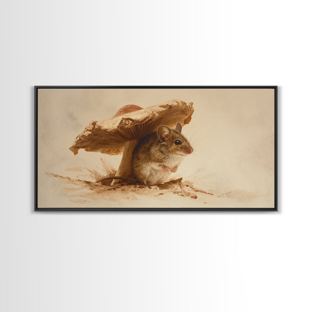 Tiny Field Mouse Canvas Print, Animal Art, Contemporary Art, Living Room Decor, Fine Art, Creature, Digital Wall Art, ANI-2x1-54
