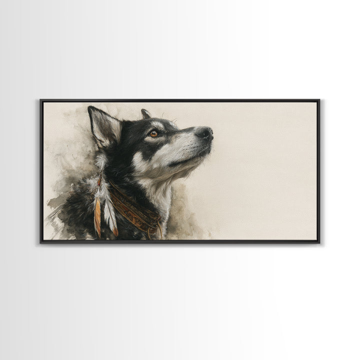 Dog Portrait with Painterly Collar and Loyal Canvas Print, Animal Art, Wall Decor, Living Room Decor, Oil Painting, Creature, ANI-2x1-57