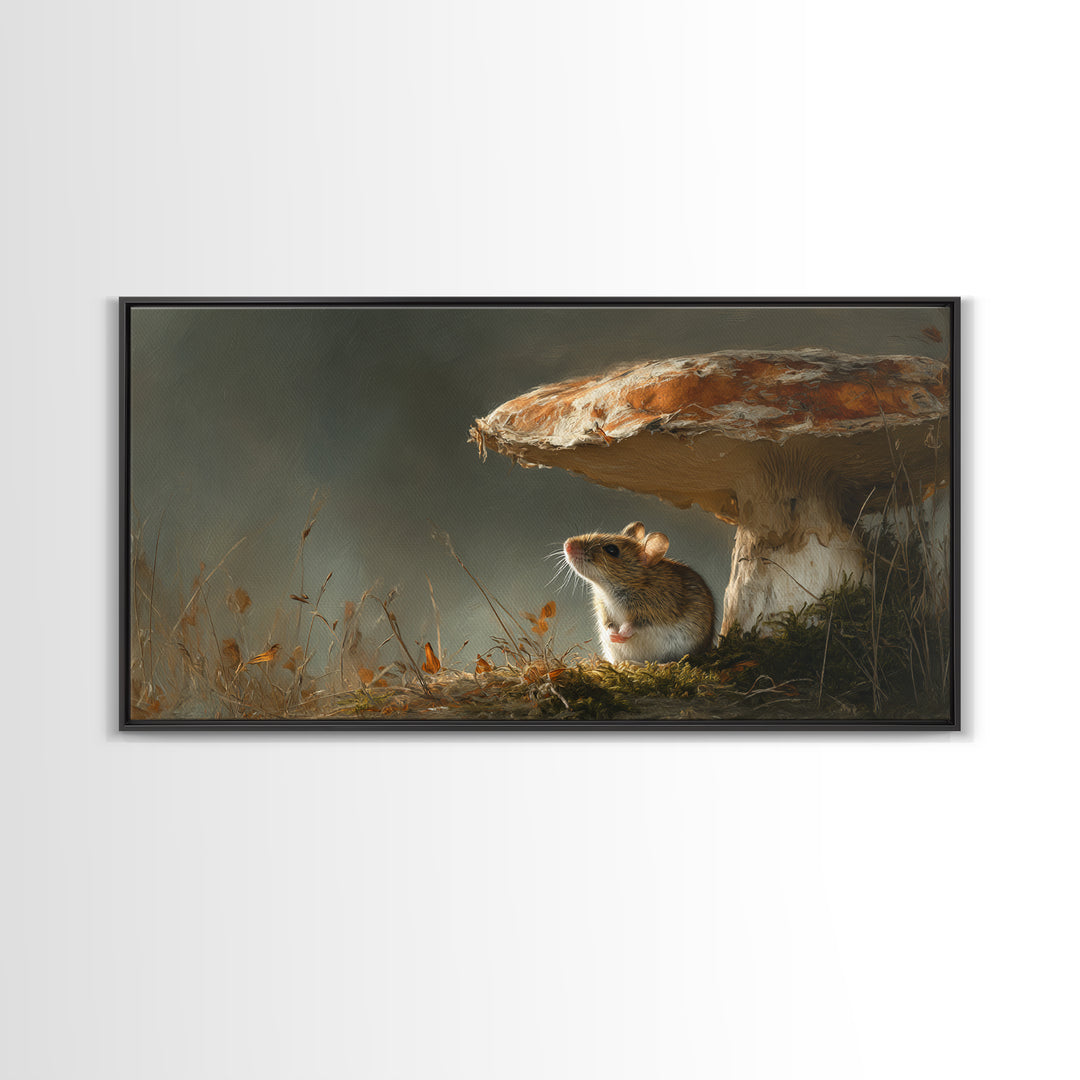 Tiny Field Mouse Framed Canvas Print, Animal Art, Luxury Decor, Living Room Decor, Fine Art, Creature, Digital Art, Printable, ANI-2x1-6