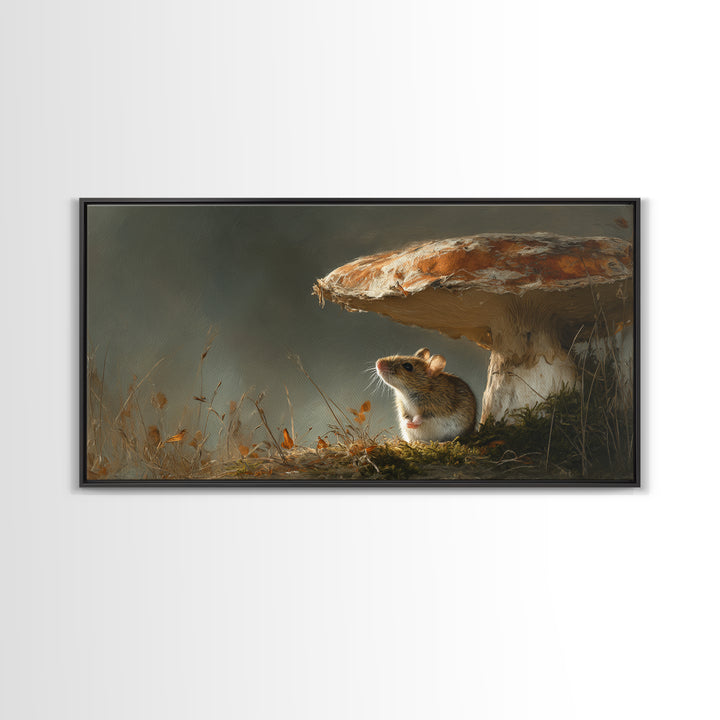 Tiny Field Mouse Framed Canvas Print, Animal Art, Luxury Decor, Living Room Decor, Fine Art, Creature, Digital Art, Printable, ANI-2x1-6