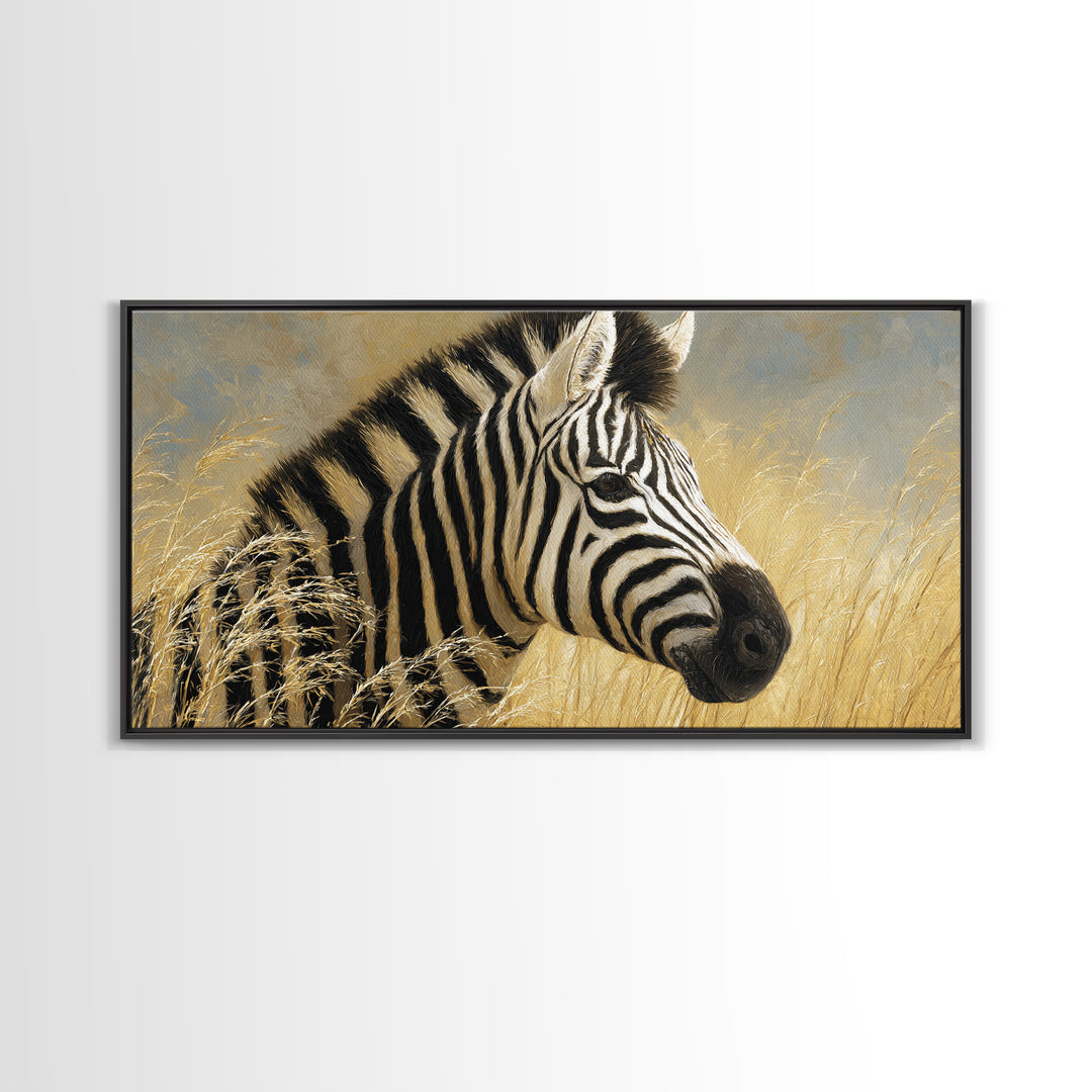 Zebra Portrait with Bold Graphic Stripe Pattern Canvas Print, Animal Art, Decor, Living Room Decor, Fine Art, Creature, ANI-2x1-61