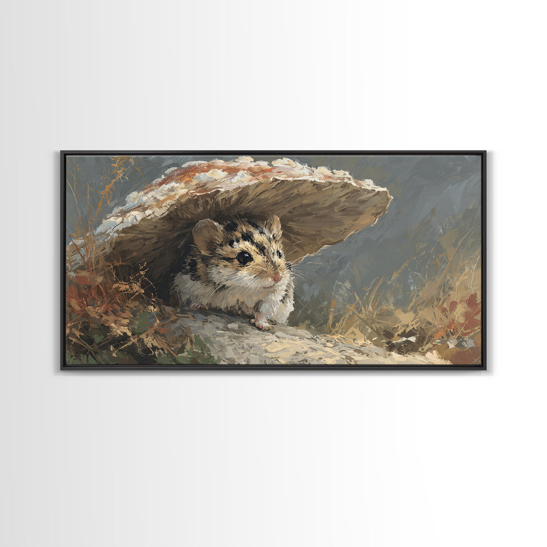 Tiny Field Mouse Canvas Print, Animal Art, Contemporary Art, Living Room Decor, Fine Art, Creature, Digital Wall Art, ANI-2x1-78