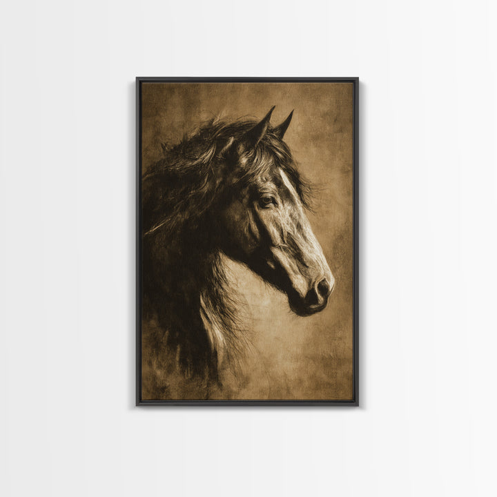 Majestic Horse Head Framed Canvas Print, Animal Art, Wall Decor, Living Room Decor, Oil Painting, Creature, Nursery Wall Art, ANI-2x3-59