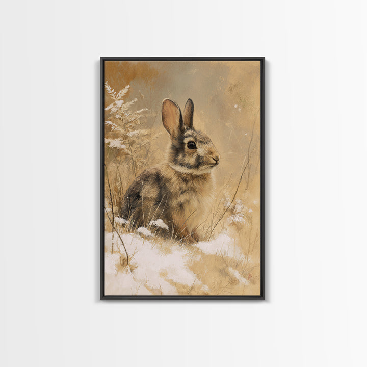 Curious Rabbit in a Soft Watercolor Meadow Canvas Print, Animal Art, Printable Wall Art, Living Room Decor, Fine Art, Creature, ANI-2x3-61