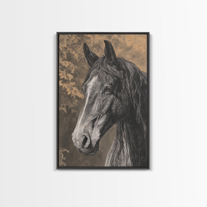 Majestic Horse Head Framed Canvas Print, Animal Art, Original Art, Living Room Decor, Abstract Art, Creature, ANI-2x3-83