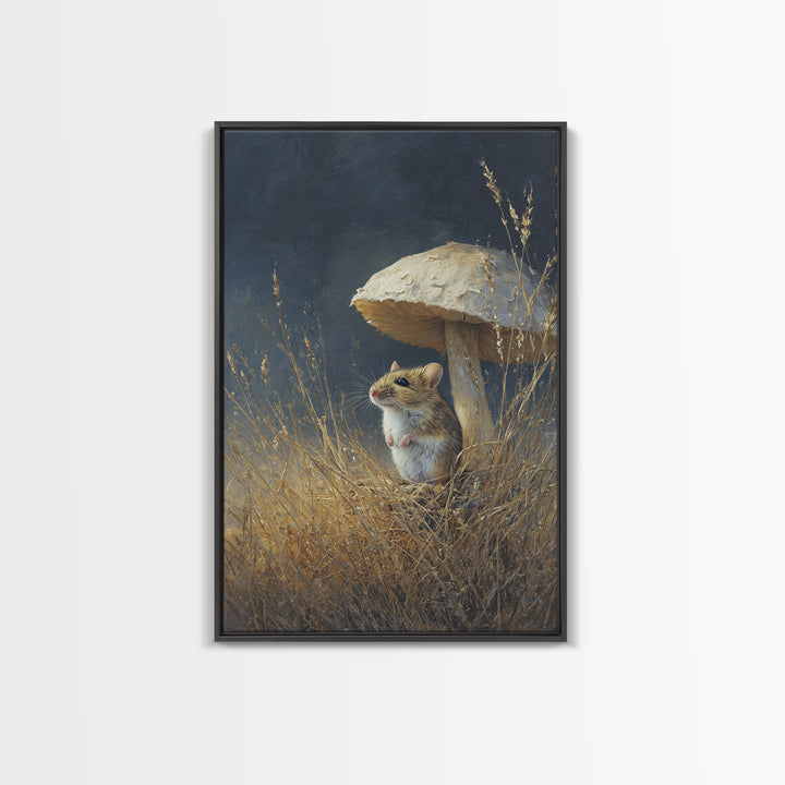 Tiny Field Mouse Framed Canvas Print, Animal Art, Digital Art, Living Room Decor, Fine Art, Creature, Farmhouse Decor, ANI-2x3-90