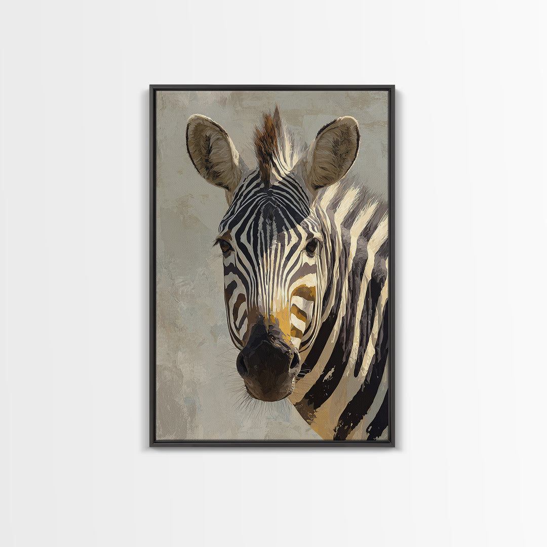 Zebra Portrait with Bold Graphic Stripe Pattern Canvas Print, Animal Art, Digital Wall Art, Living Room Decor, Creature, ANI-2x3-97