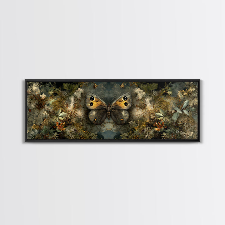Butterfly Specimen Composition Framed Canvas Print, Animal Art, Trendy Wall Art, Living Room Decor, Fine Art, Creature, ANI-3x1-15