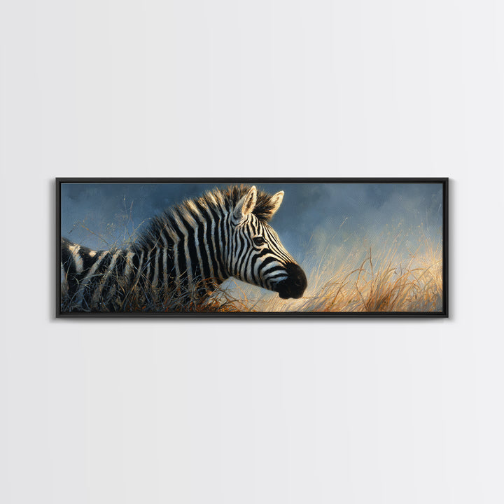 Zebra Portrait with Bold Graphic Stripe Pattern Canvas Print, Animal Art, Nursery Wall Art, Living Room Decor, Creature, ANI-3x1-33