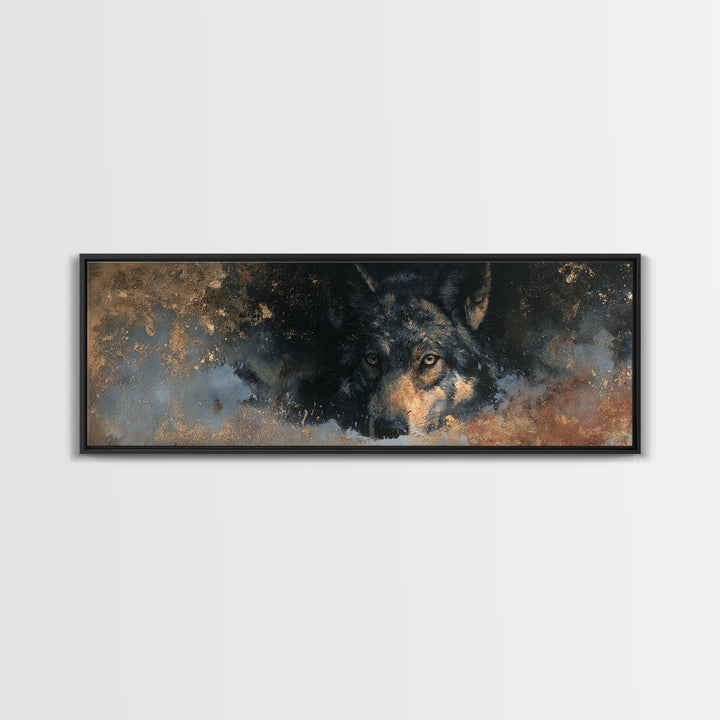 Wolf Silhouette Beneath a Star Filled Sky Canvas Print, Animal Art, Printable, Living Room Decor, Fine Art, Creature, ANI-3x1-38