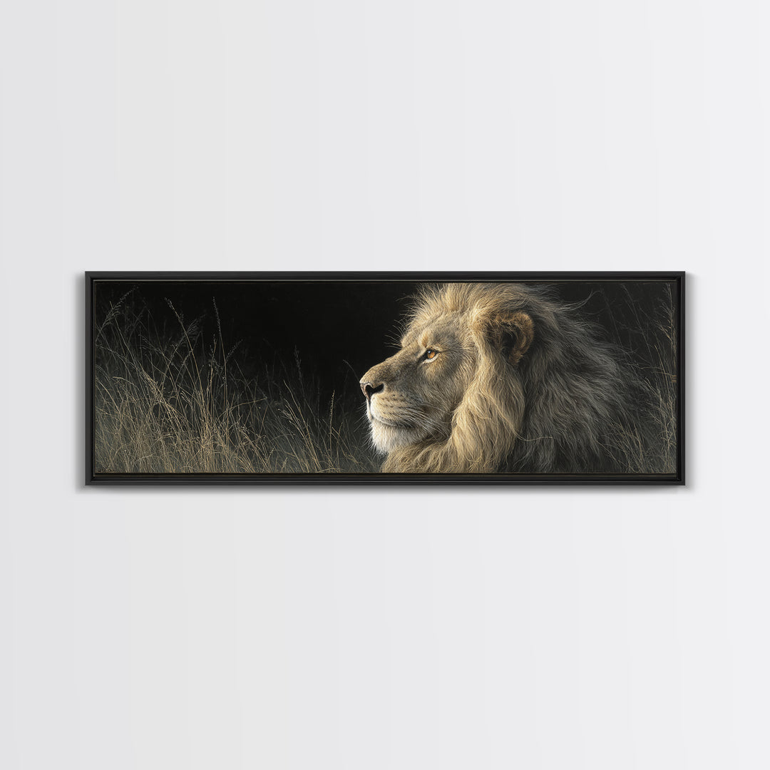 Regal Lion Profile Canvas Print, Animal Art, Farmhouse Decor, Living Room Decor, Abstract Art, Creature, Neutral Decor, ANI-3x1-49