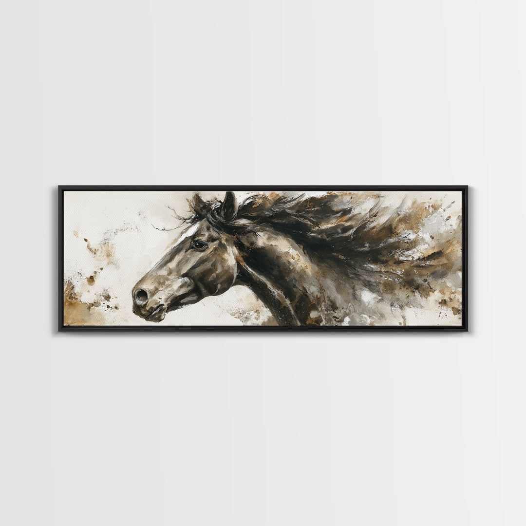 Majestic Horse Head Framed Canvas Print, Animal Art, Printable, Living Room Decor, Abstract Art, Creature, Nursery, ANI-3x1-67