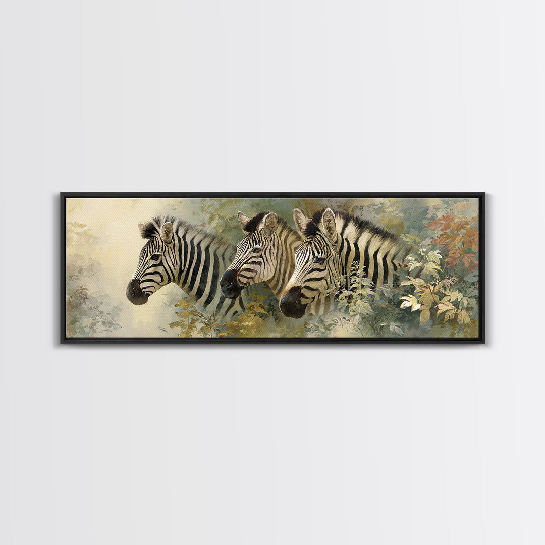 Zebra Portrait with Bold Graphic Stripe Pattern Framed Canvas Print, Animal Art, Living Room Decor, Fine Art, Creature, ANI-3x1-81