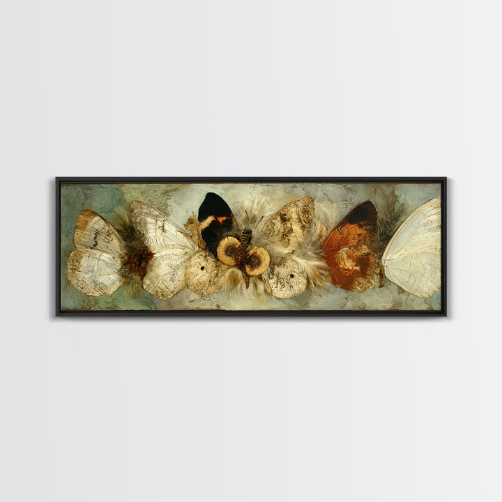 Butterfly Specimen Composition Framed Canvas Print, Animal Art, Digital Art, Living Room Decor, Creature, Farmhouse Decor, ANI-3x1-87