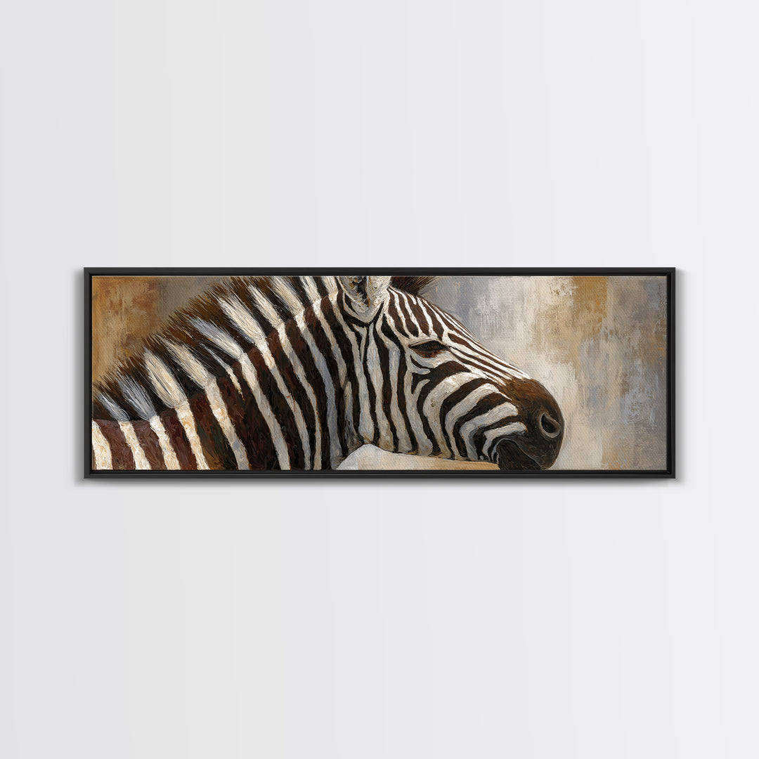 Zebra Portrait with Bold Graphic Stripe Pattern Canvas Print, Animal Art, Original Painting, Living Room Decor, Creature, ANI-3x1-9