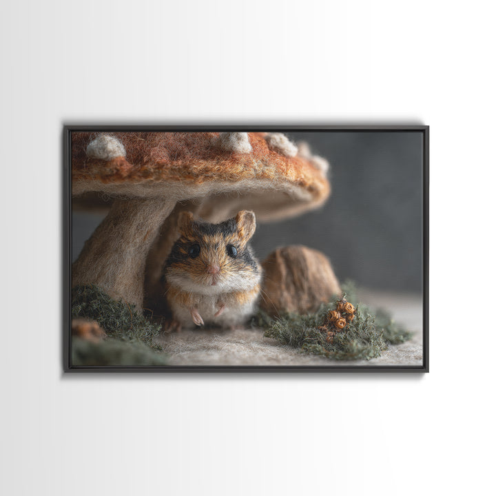 Tiny Field Mouse Framed Canvas Print, Animal Art, Digital Art, Living Room Decor, Fine Art, Creature, Farmhouse Decor, ANI-3x2-14