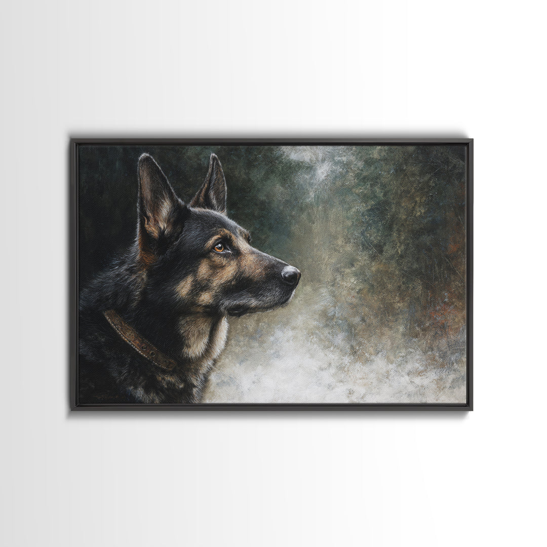 Dog Portrait with Painterly Collar and Loyal Canvas Print, Animal Art, Digital Print, Living Room Decor, Oil Painting, Creature, ANI-3x2-17