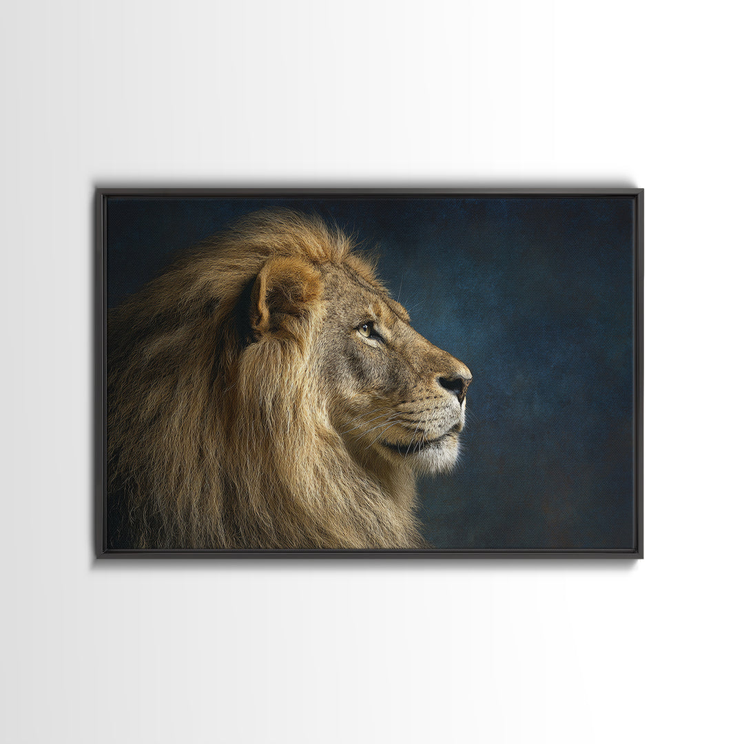 Regal Lion Profile Canvas Print, Animal Art, Living Room Decor, Oil Painting, Creature, Fine Art Print, Statement Artwork, ANI-3x2-37