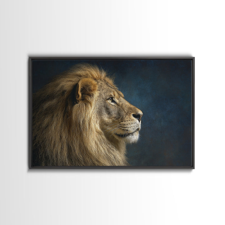 Regal Lion Profile Canvas Print, Animal Art, Living Room Decor, Oil Painting, Creature, Fine Art Print, Statement Artwork, ANI-3x2-37
