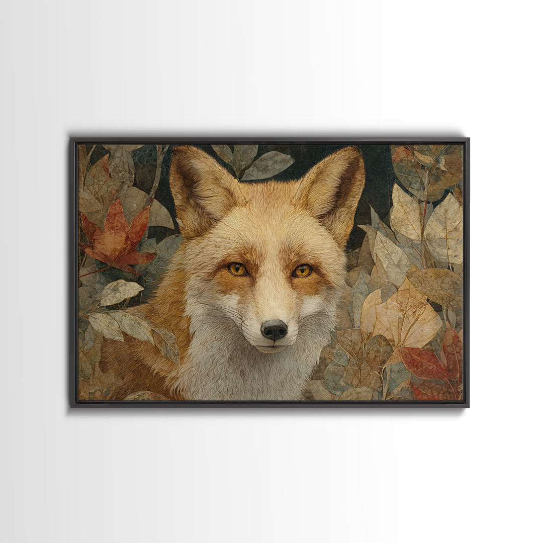 Dignified Fox Portrait Framed Canvas Print, Animal Art, Farmhouse Decor, Living Room Decor, Fine Art, Creature, Neutral Decor, ANI-3x2-5
