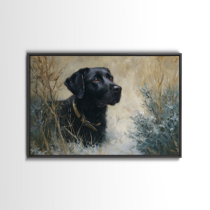 Dog Portrait with Painterly Collar and Loyal Framed Canvas Print, Animal Art, Boho Wall Art, Living Room Decor, Creature, ANI-3x2-65