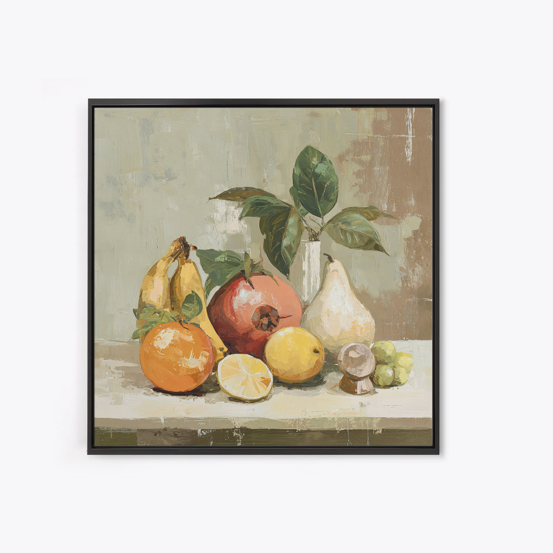 Bold Pop Fruit Composition Framed Canvas Print, Art, Canvas Wall Art, Living Room Decor, Watercolor Art, Boho Wall Art, ART-1x1-16