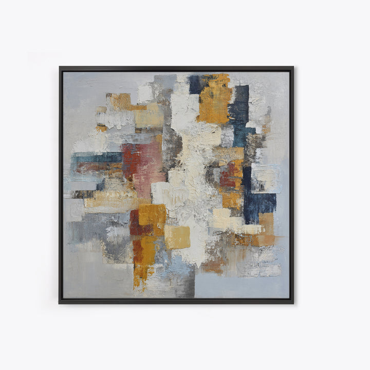 Contemporary Abstract with Layered Pigments and Energetic Canvas Print, Art, Black Art, Living Room Decor, Abstract Art, ART-1x1-26