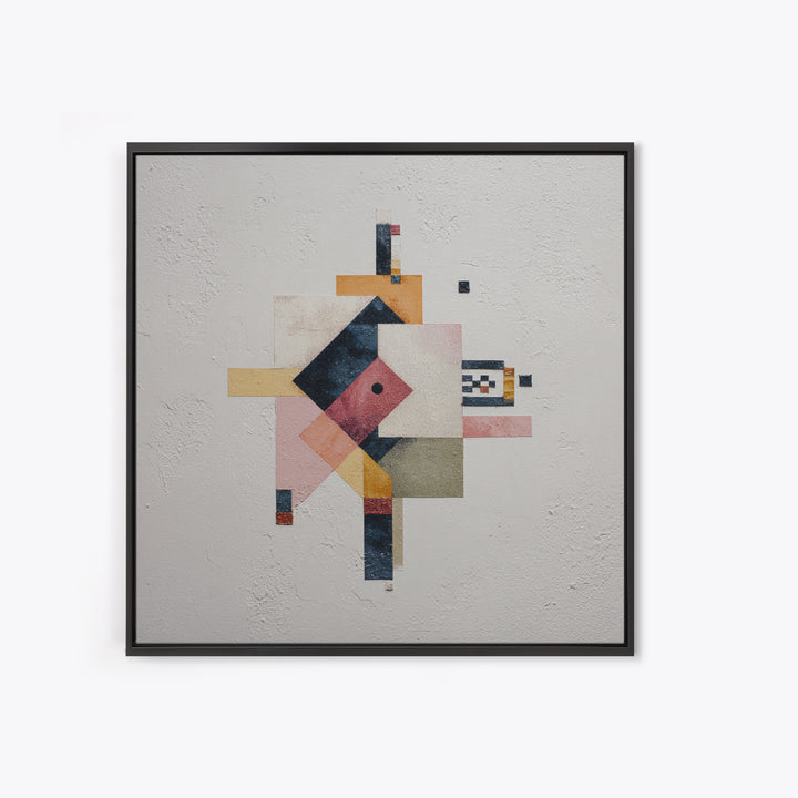 Geometric Color Study Framed Canvas Print, Art, Pink Wall Art, Living Room Decor, Fine Art, Textured Painting, ART-1x1-33