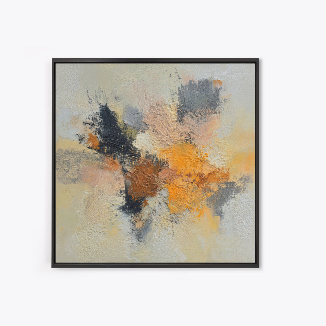 Contemporary Abstract with Layered Pigments and Energetic Canvas Print, Art, Black Art, Living Room Decor, Abstract Art, ART-1x1-50