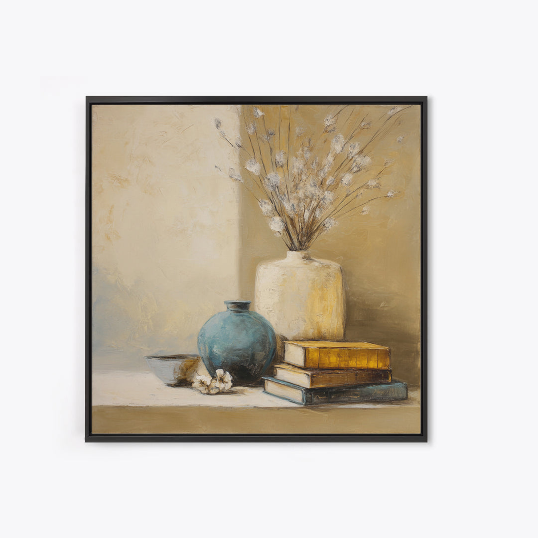 Sunlit Interior Still Life Framed Canvas Print, Art, Prints Wall Art, Living Room Decor, Fine Art, Fine Art Print, ART-1x1-62