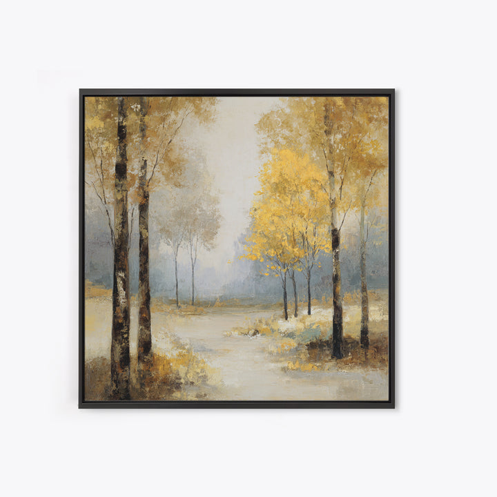 Woodland Path with Golden Autumn Atmosphere Framed Canvas Print, Art, Printable Art, Living Room Decor, Fine Art, ART-1x1-71